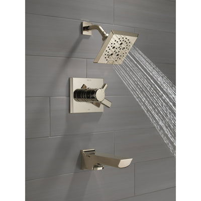 Delta Pivotal Polished Nickel Finish H2Okinetic Tub and Shower Combination Faucet Includes Cartridge, Handles, and Valve with Stops D3324V