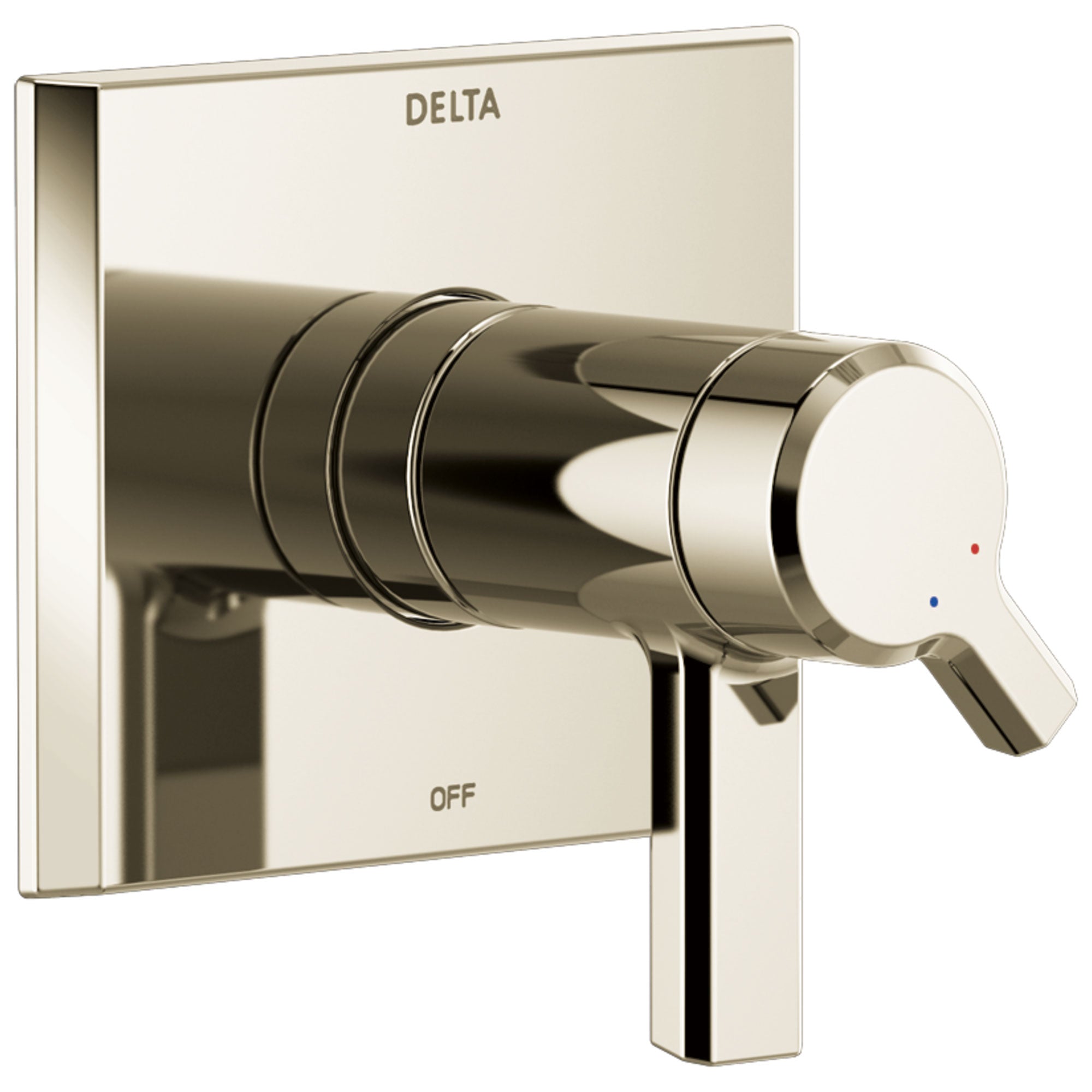 Delta Pivotal Polished Nickel Finish Thermostatic Shower Faucet Dual Handle Control Includes 17T Cartridge, Handles, and Valve with Stops D3304V