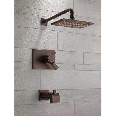 Delta Vero Venetian Bronze Finish Water Efficient Thermostatic Tub & Shower Faucet Combo Includes Cartridge, Handles, and Valve without Stops D3239V