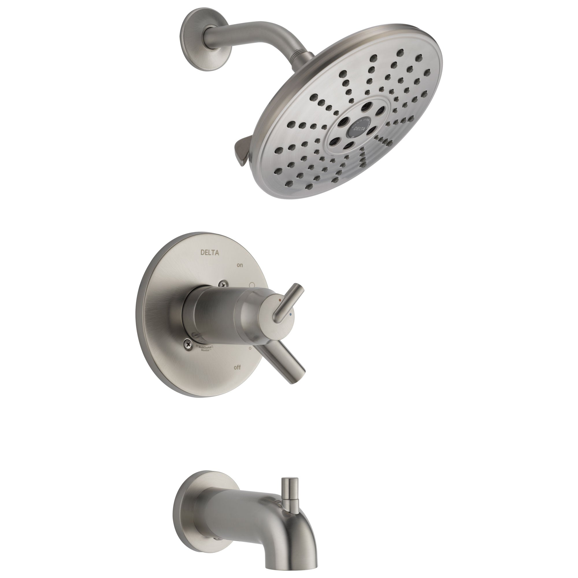 Delta Trinsic Collection Stainless Steel Finish TempAssure 17T Watersense Thermostatic Tub and Shower Combo Faucet Trim (Requires Valve) DT17T459SSH2O