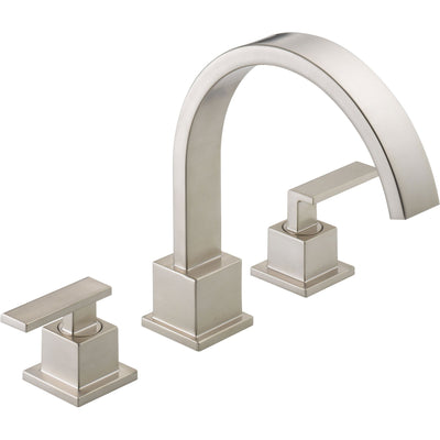 Delta Vero Modern Stainless Steel Finish Roman Tub Faucet with Valve D907V