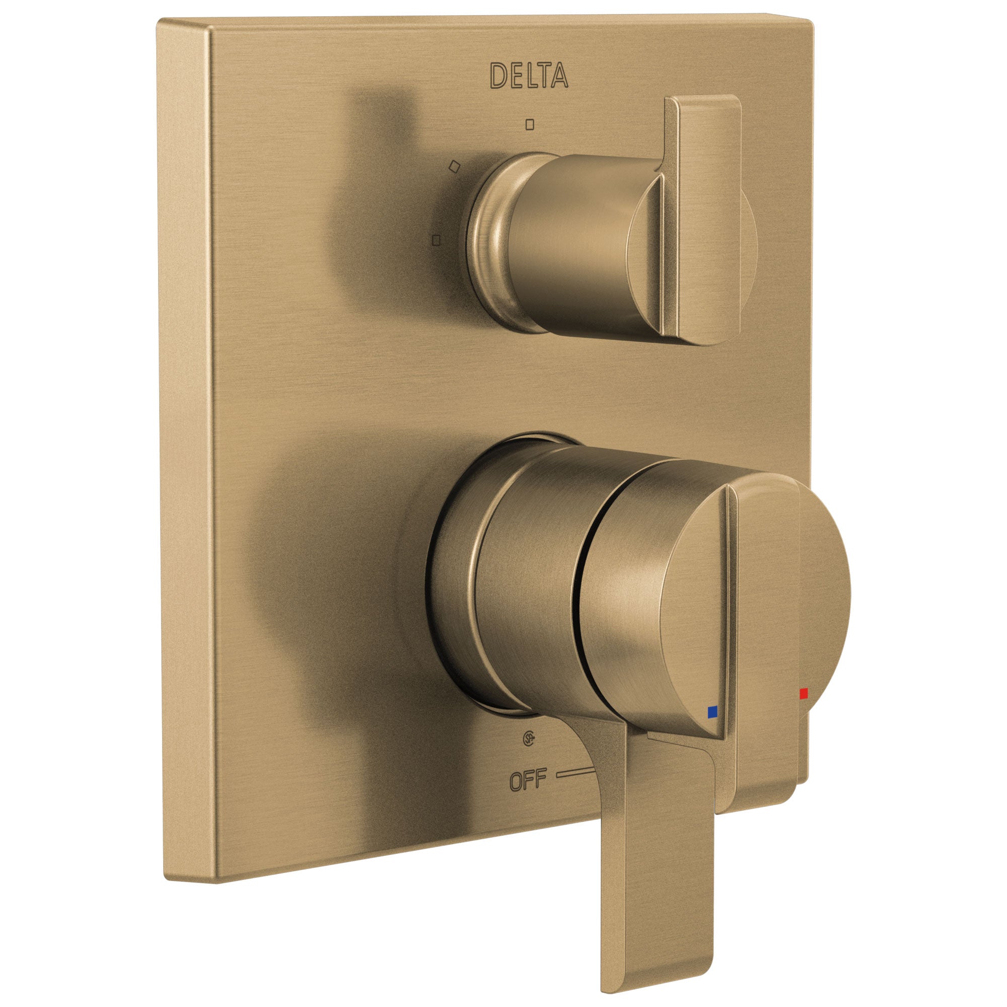 Delta Ara Champagne Bronze Finish Angular Modern 17 Series Shower Faucet Control with 3-Setting Integrated Diverter Includes Valve and Handles D3151V