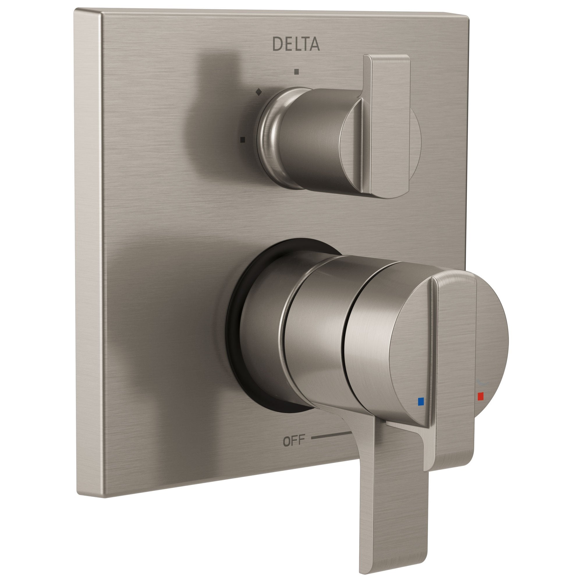 Delta Ara Collection Stainless Steel Finish Modern Shower Faucet Control Handle with 3-Setting Integrated Diverter Includes Trim Kit and Valve without Stops D2169V