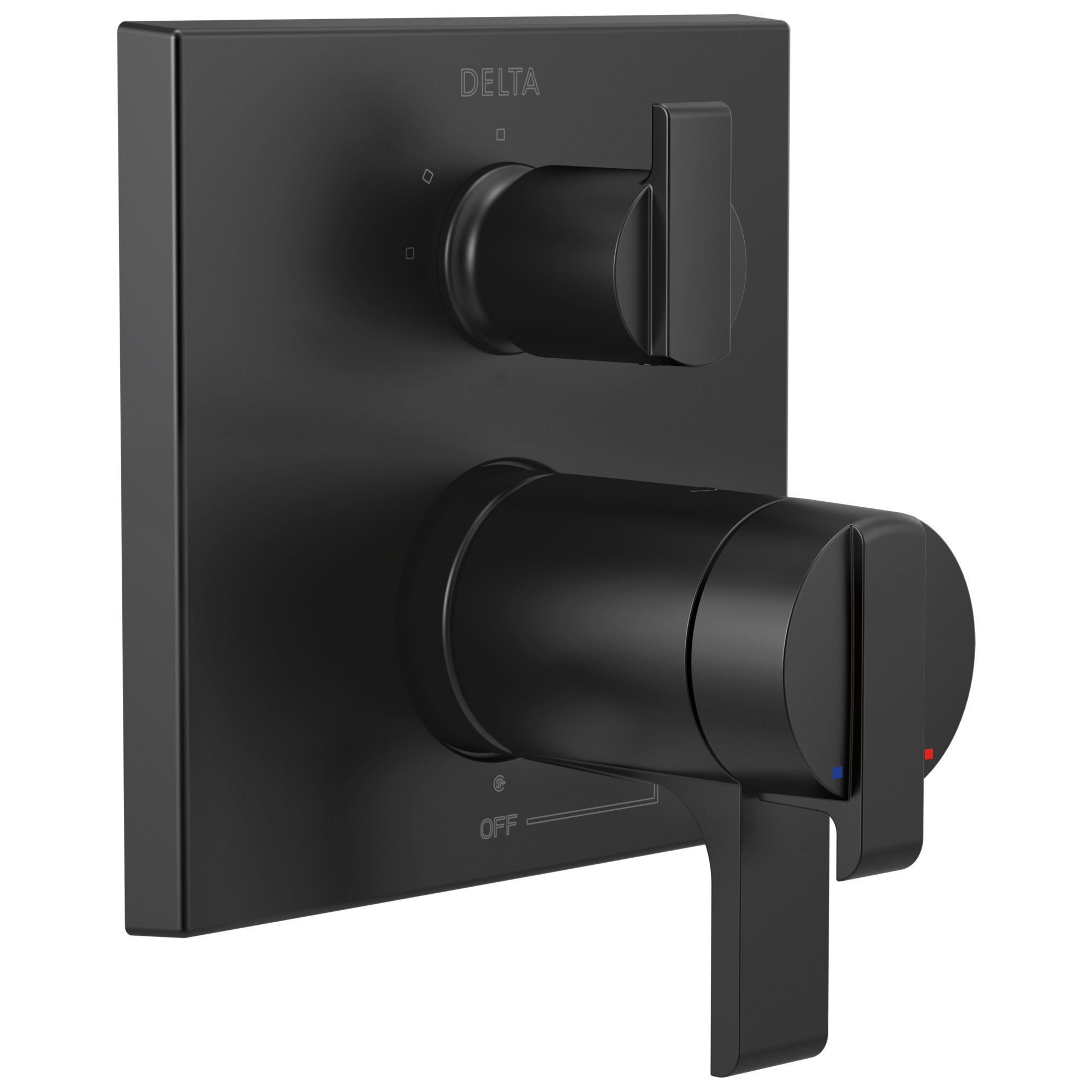 Delta Ara Modern Matte Black Finish Thermostatic Shower System Control with 3-Setting Integrated Diverter Includes Valve and Handles D3693V
