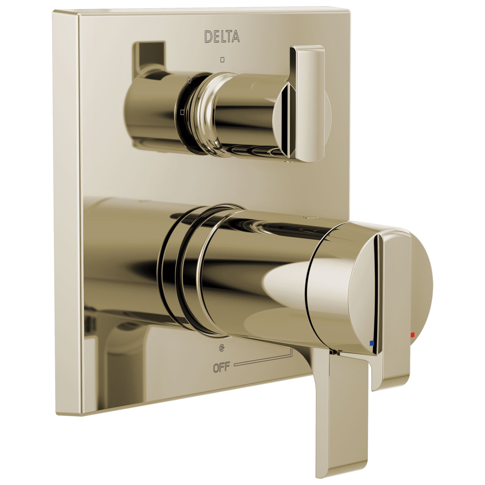 Delta Ara Polished Nickel Finish Angular Modern TempAssure 17T Series Shower Control Trim Kit with 3-Setting Integrated Diverter (Requires Valve) DT27T867PN
