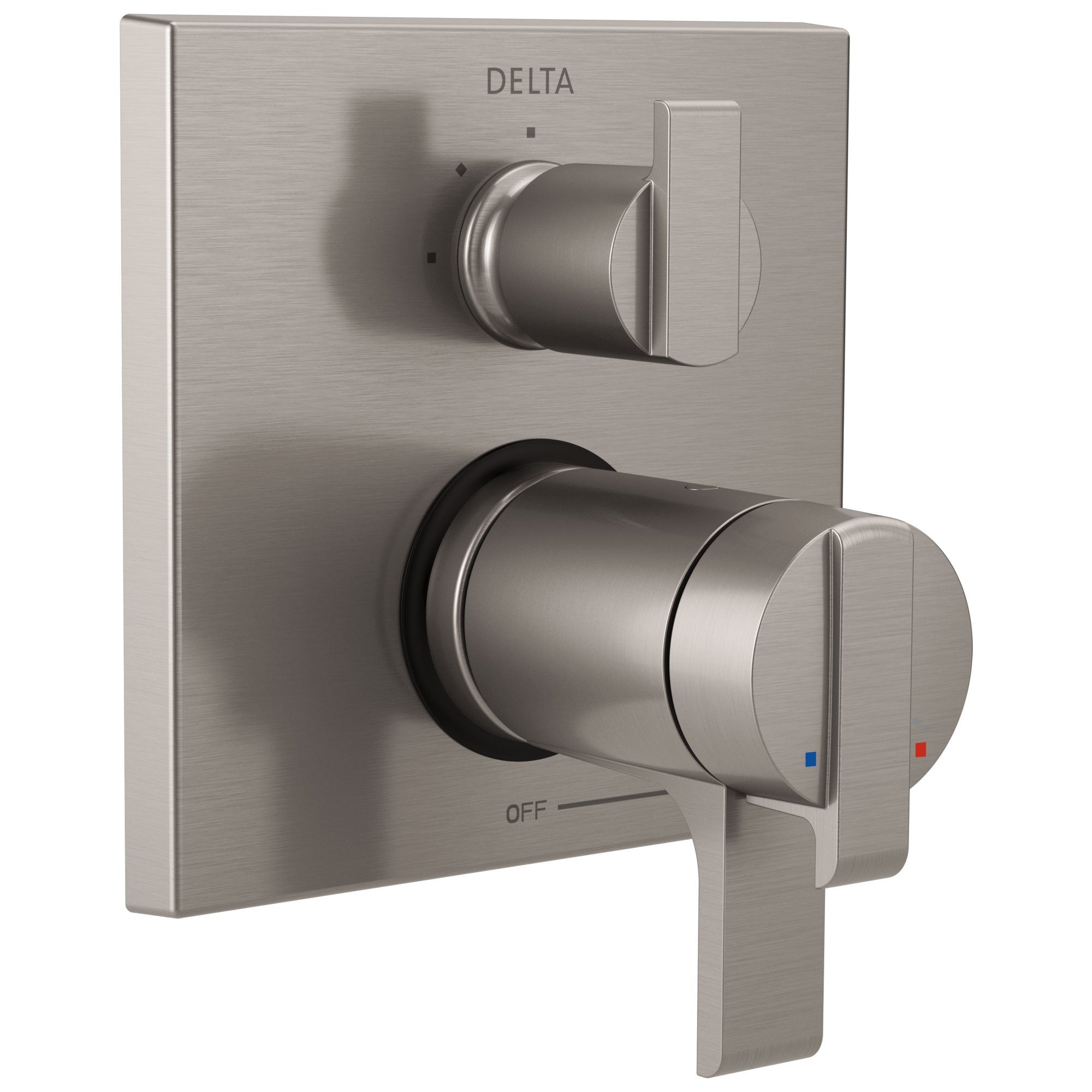 Delta Ara Stainless Steel Finish Thermostatic Shower Faucet Control with 3-Setting Integrated Diverter Includes Trim Kit and Rough-in Valve with Stops D2131V