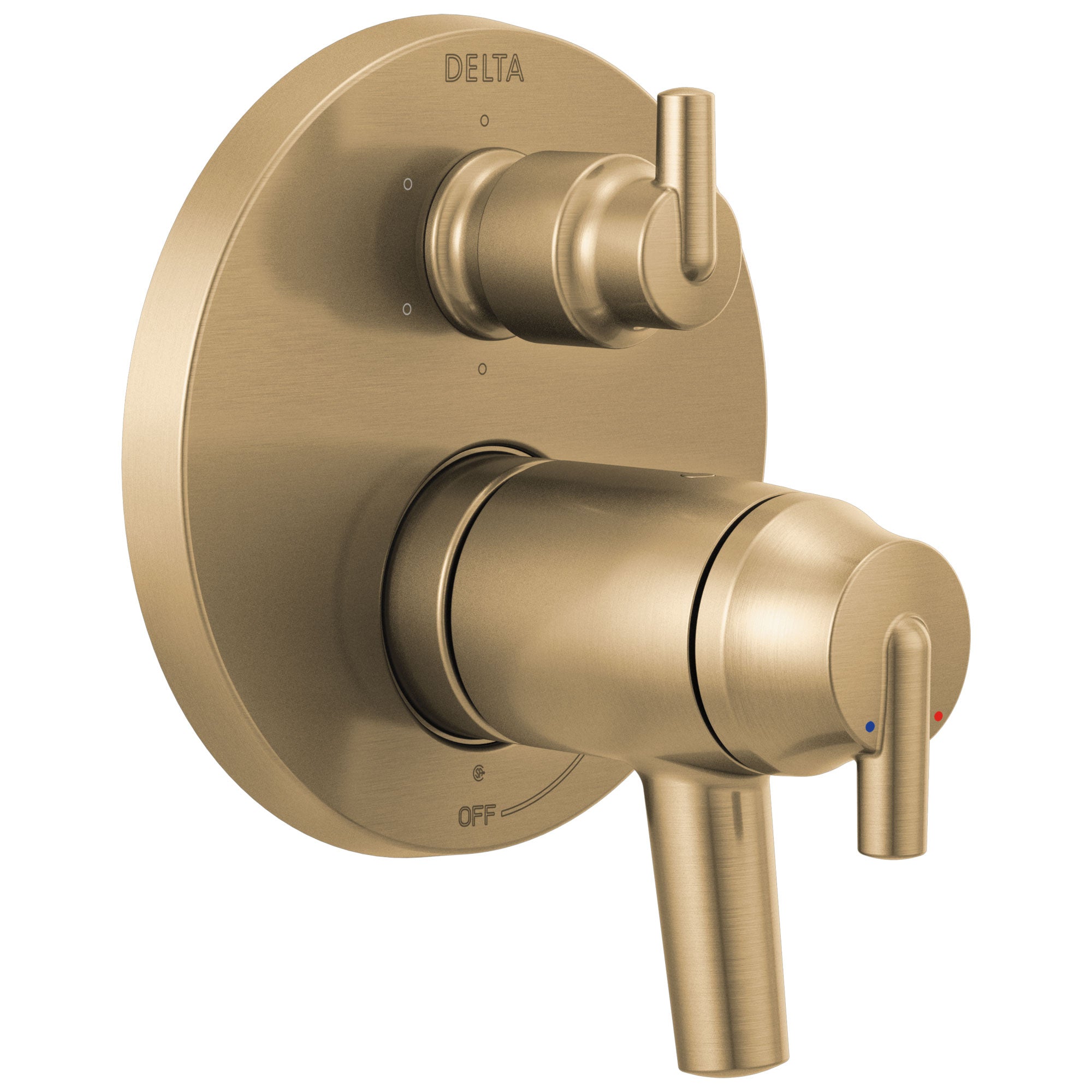 Delta Trinsic Champagne Bronze Contemporary Thermostatic Shower System Control with 6-Setting Integrated Diverter Includes Valve and Handles D3086V