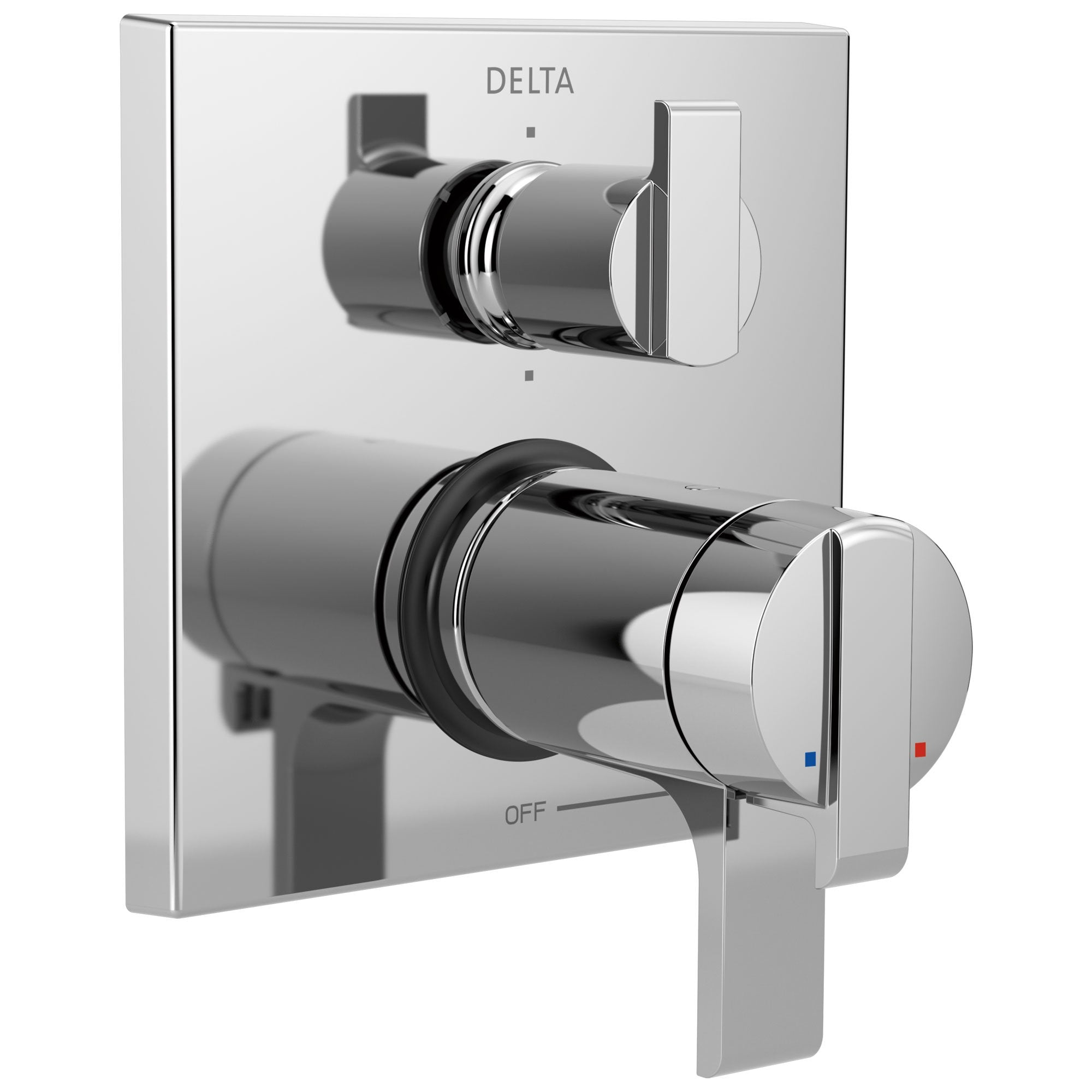 Delta Ara Chrome Modern Thermostatic Shower Faucet Control Handle with 6-Setting Integrated Diverter Includes Trim Kit and Rough-in Valve with Stops D2117V