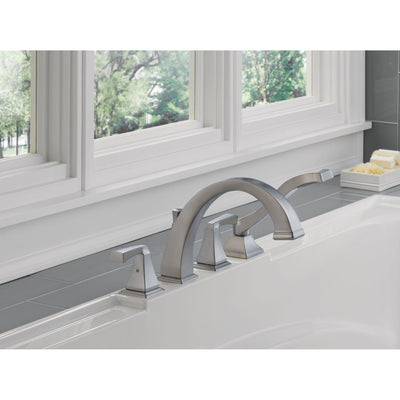 Delta Dryden Stainless Steel Finish Roman Tub Faucet w/Handshower & Valve D866V