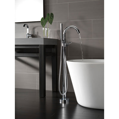 Delta Trinsic Chrome Floor Mount Freestanding Tub Filler Faucet with Valve D932V