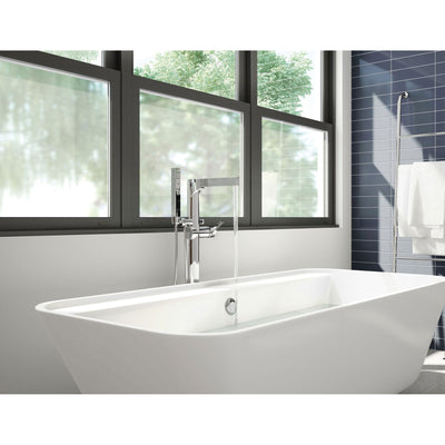 Delta Zura Collection Chrome Modern Floor Mount Freestanding Tub Filler Faucet with Hand Shower Trim Kit only (Requires Rough-in Valve) DT4774FL