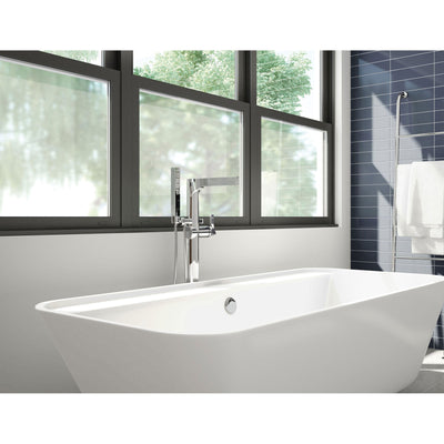 Delta Zura Collection Chrome Modern Floor Mount Freestanding Tub Filler Faucet with Hand Shower Trim Kit only (Requires Rough-in Valve) DT4774FL