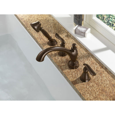 Delta Linden Venetian Bronze Roman Tub Faucet with Hand Shower Trim Kit 555630