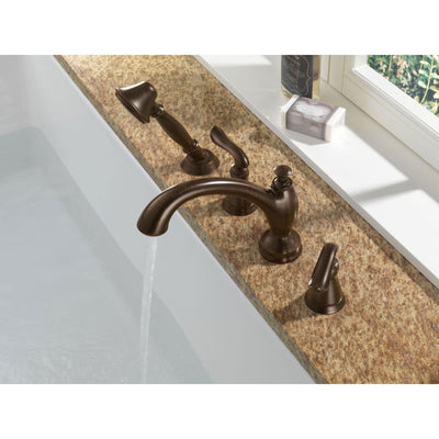 Delta Linden Venetian Bronze Roman Tub Faucet with Hand Shower Trim Kit 555630