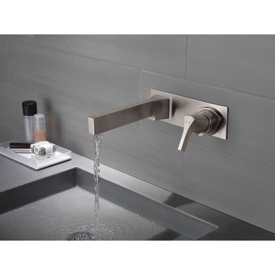 Delta Zura Collection Stainless Steel Finish Single Handle Modern Wall Mount Lavatory Bathroom Faucet INCLUDES Rough-in Valve D1899V