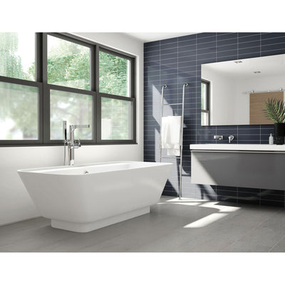 Delta Zura Collection Chrome Modern Floor Mount Freestanding Tub Filler Faucet with Hand Shower Trim Kit only (Requires Rough-in Valve) DT4774FL