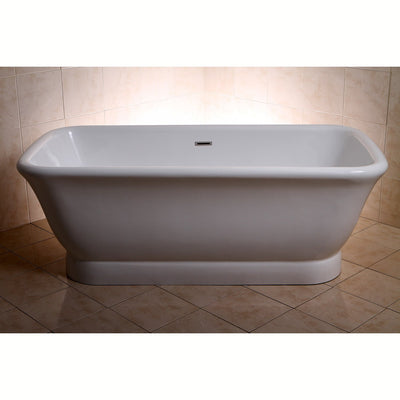 71" Contemporary Pedestal Double Ended White Acrylic Freestanding Bath Tub