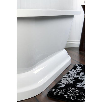 67" Contemporary Pedestal Double Ended Freestanding White Acrylic Bath Tub