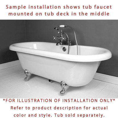 Satin Nickel Deck Mount Clawfoot Tub Faucet w hand shower w Drain Supplies Stops CC207T8system