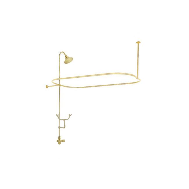 Polished Brass Clawfoot Tub Shower Conversion Kit with Enclosure Curtain Rod 10010PB