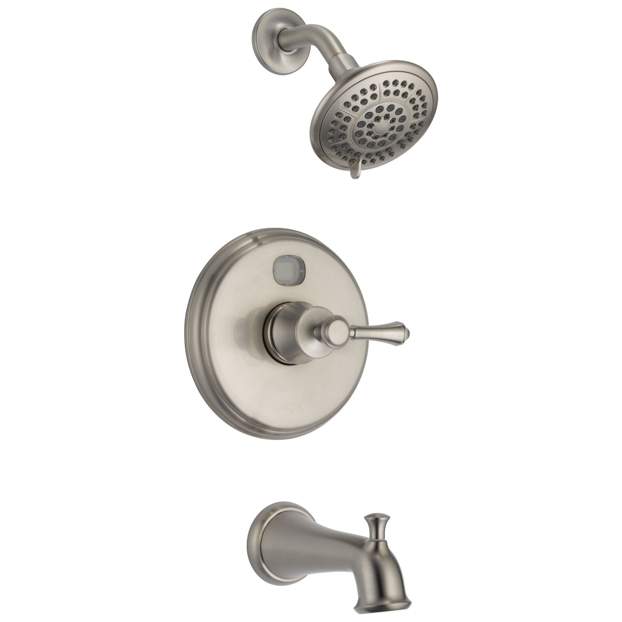 Delta Stainless Steel Finish MultiChoice 14 Series Temp2O Digital One Handle Tub and Shower Combination Faucet Complete item: Trim Kit and Rough-in Valve Included 650930