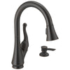 Delta Talbott Collection Venetian Bronze Finish Single Handle 2-Hole Pull-Down Spray Kitchen Sink Faucet with Soap Dispenser D16968RBSDDST