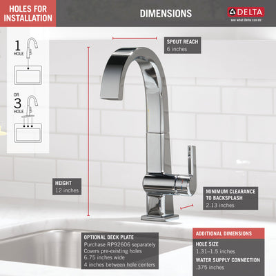 Delta Pivotal Chrome Finish Single Handle Bar Sink Faucet D1993LF