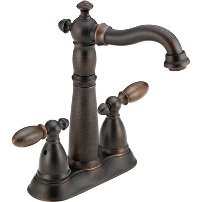 Delta Venetian Bronze Finish Victorian Collection Two Handle Widespread Kitchen Faucet with Side Spray and Bar / Prep Sink Faucet Package D037CR