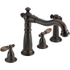Delta Venetian Bronze Finish Victorian Collection Two Handle Widespread Kitchen Faucet with Side Spray and Bar / Prep Sink Faucet Package D037CR