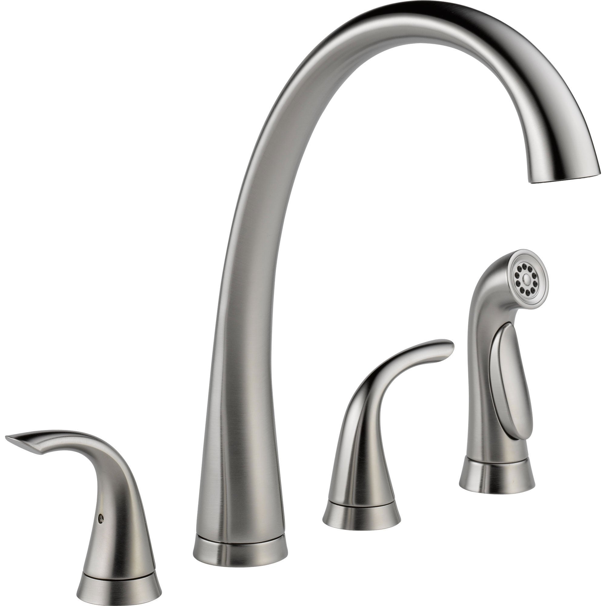 Delta Arctic Stainless High Arch Spout Widespread Kitchen Faucet w/ Spray 555816