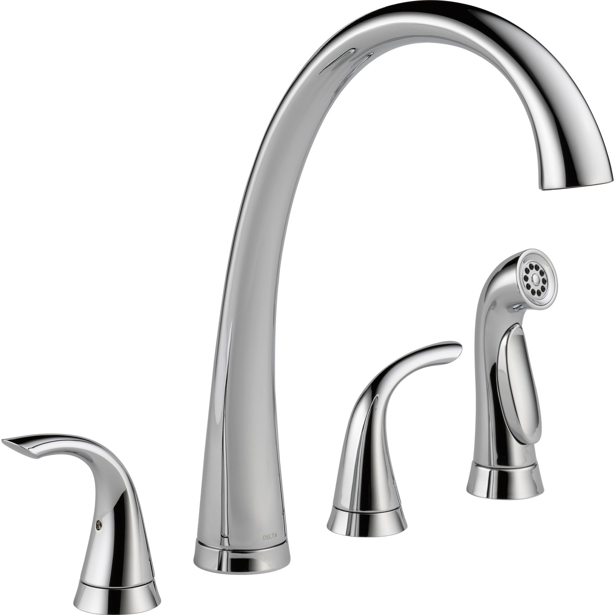 Delta Chrome High Arch Spout Widespread Kitchen Sink Faucet with Spray 555818