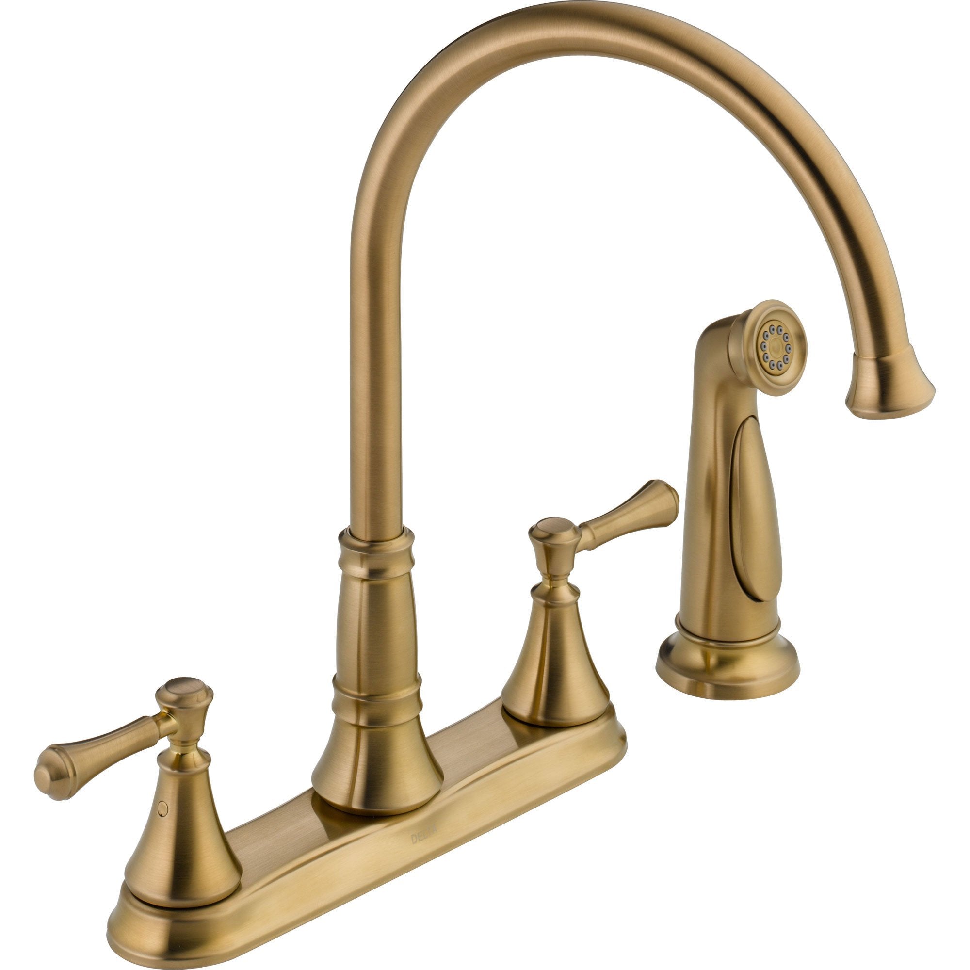 Delta Cassidy Gooseneck Champagne Bronze Kitchen Faucet with Side Sprayer 579504
