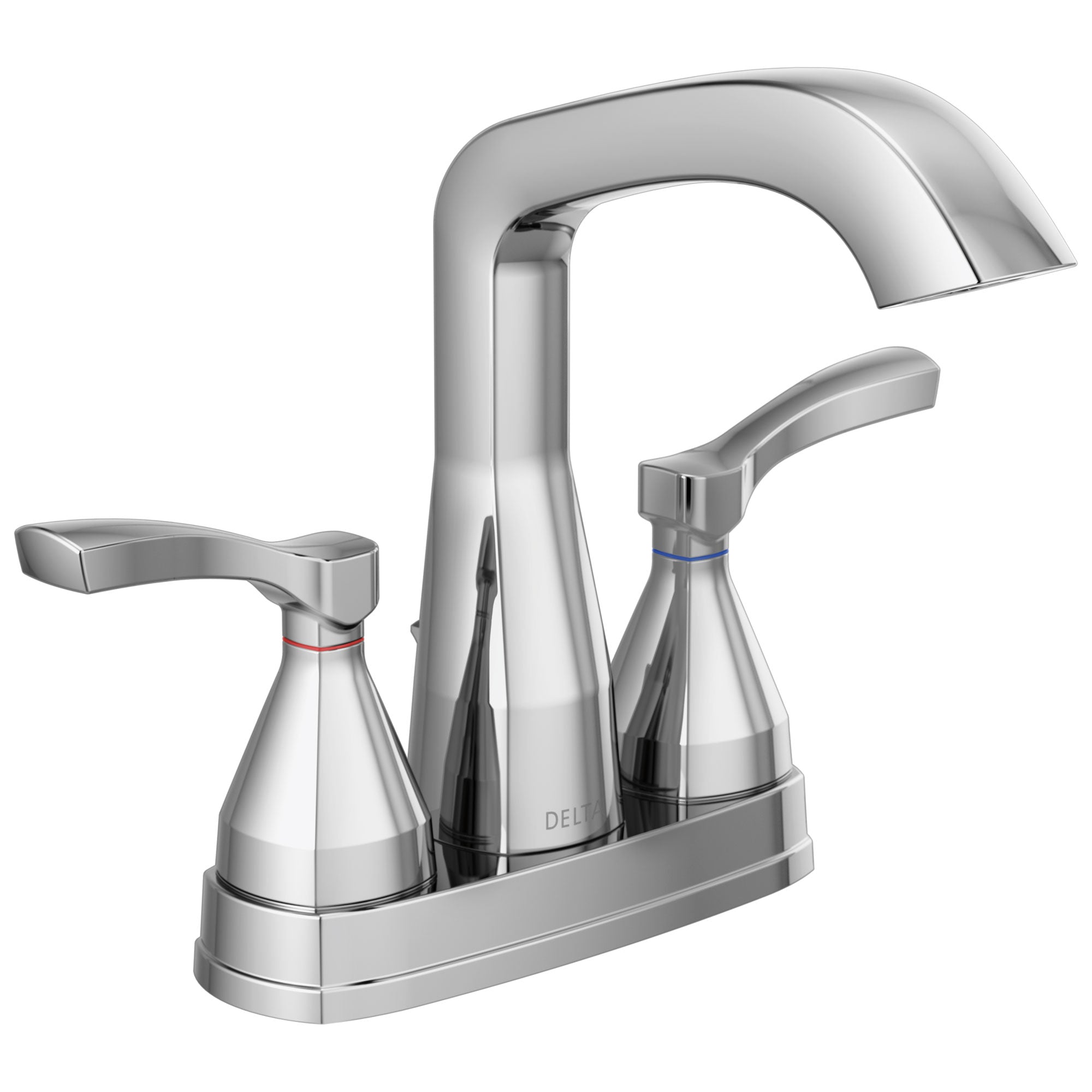 Delta Stryke Chrome Finish Centerset Bathroom Sink Faucet with Matching Drain and Lever Handles D25776MPUDST