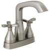 Delta Stryke Stainless Steel Finish Centerset Bathroom Faucet with Matching Drain and Cross Handles D257766SSMPUDST