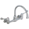 Delta Commercial Chrome Finish Two Handle 8" Wall Mount Service Sink Faucet with Gooseneck Spout D28P4902LF