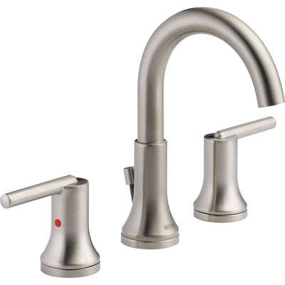 Delta Modern Stainless Steel Finish Trinsic Collection Widespread Bathroom Faucet, Towel Ring, Shower Faucet INCLUDES Rough-in Valve Package D045CR