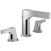 Delta Zura Collection Chrome Finish Modern Two Lever Handle Widespread Bathroom Sink Faucet with Drain 743900