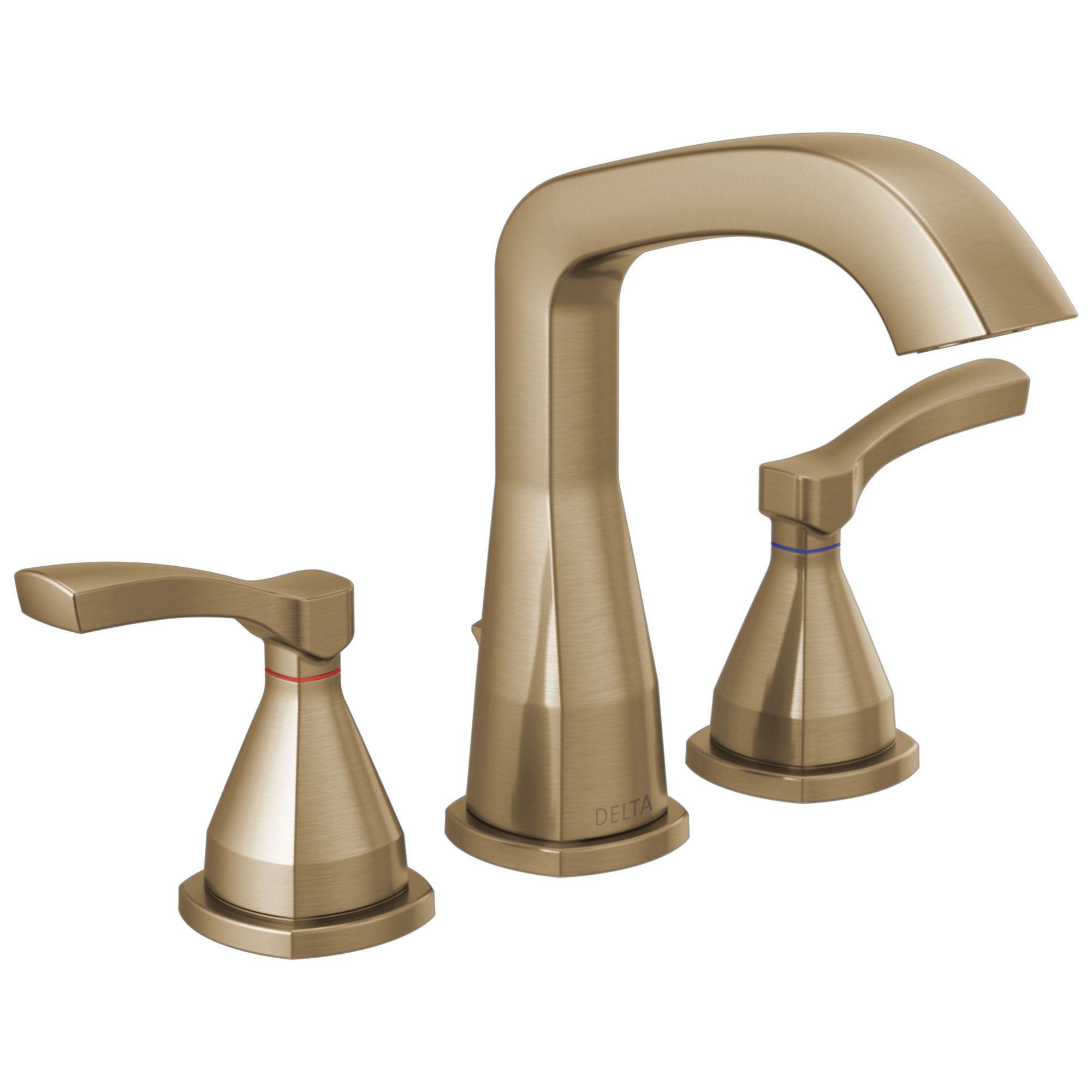Delta Stryke Champagne Bronze Finish Widespread Bathroom Sink Faucet with Matching Drain and Lever Handles D35776CZMPUDST