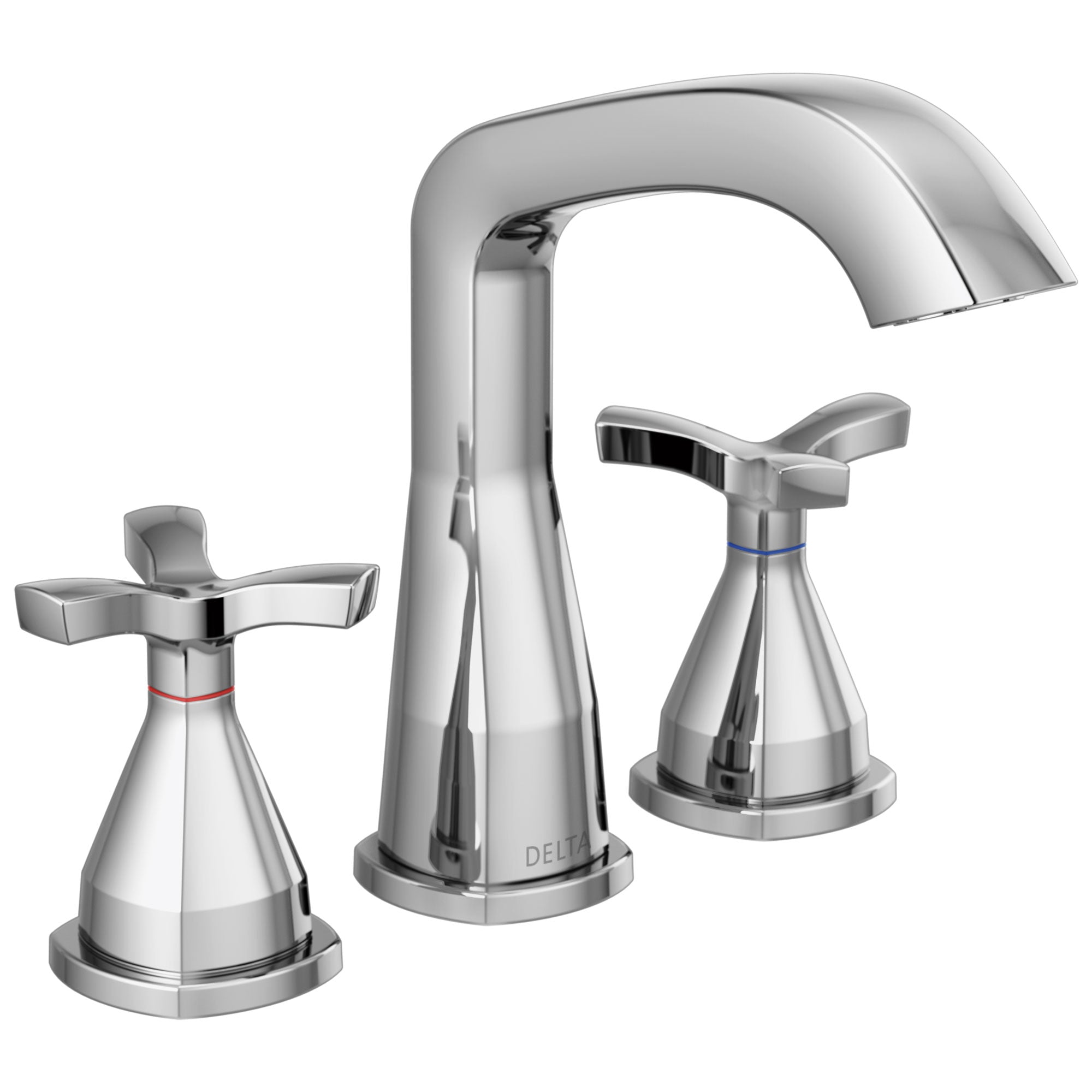 Delta Stryke Chrome Finish Widespread Bathroom Faucet with Matching Drain and Cross Handles D357766MPUDST