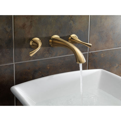 Delta Addison Collection Champagne Bronze Contemporary Two Handle Wall Mount Bathroom Lavatory Sink Faucet Includes Rough-in Valve D2088V
