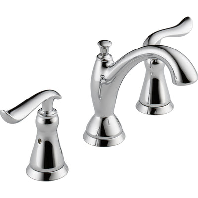 Delta Chrome Finish Linden Collection Widespread Bathroom Sink Faucet and Hand Towel Ring Package D053CR