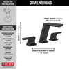 Delta Pivotal Matte Black Finish Modern Two Handle Widespread Bathroom Faucet with Matching Finish Drain D3599LFBLMPU