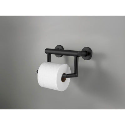 Delta Bath Safety Matte Black Finish Delta Contemporary Toilet Paper Tissue Holder with Assist Grab Bar D41550BL