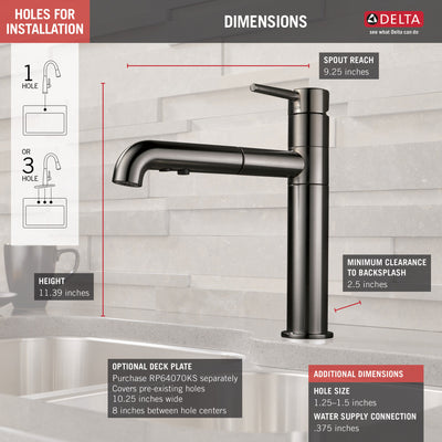 Delta Trinsic Black Stainless Steel Finish Single Handle Pull-Out Kitchen Faucet D4159KSDST