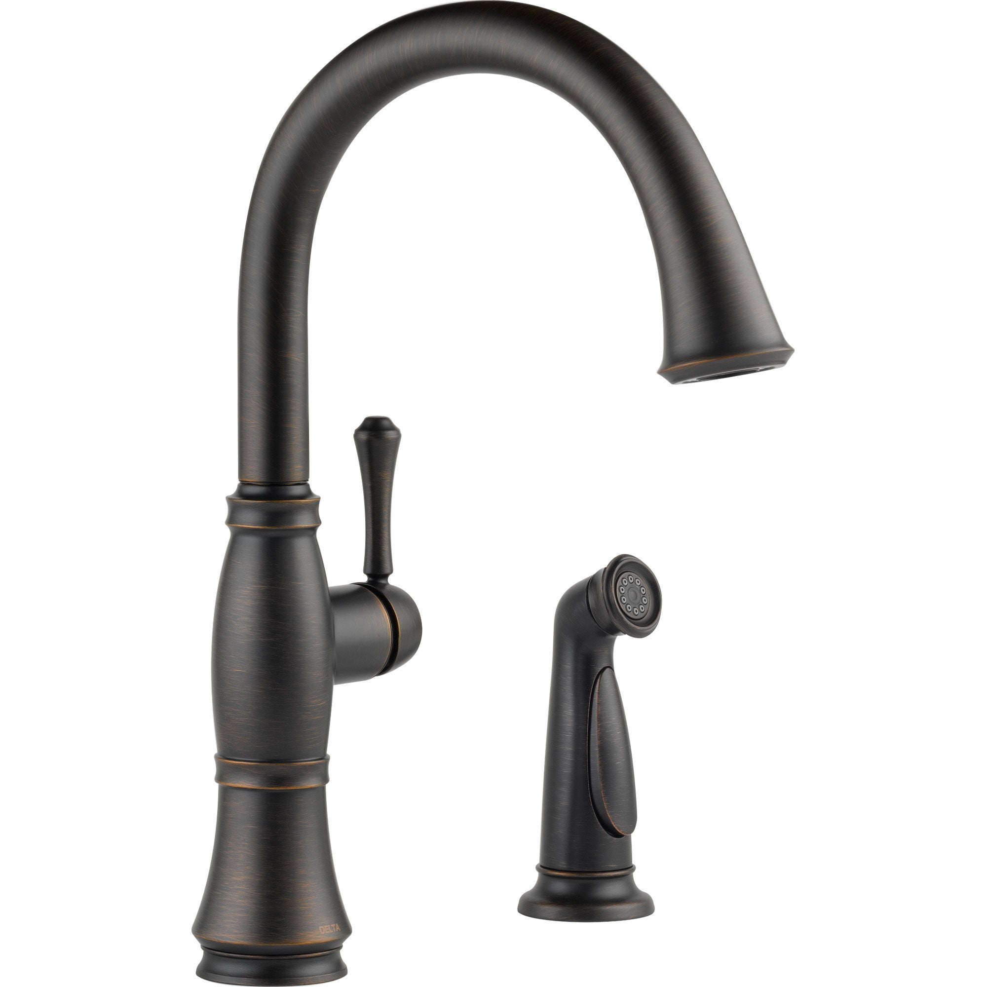 Delta Cassidy Gooseneck Venetian Bronze Kitchen Faucet w/ Side Sprayer 612376