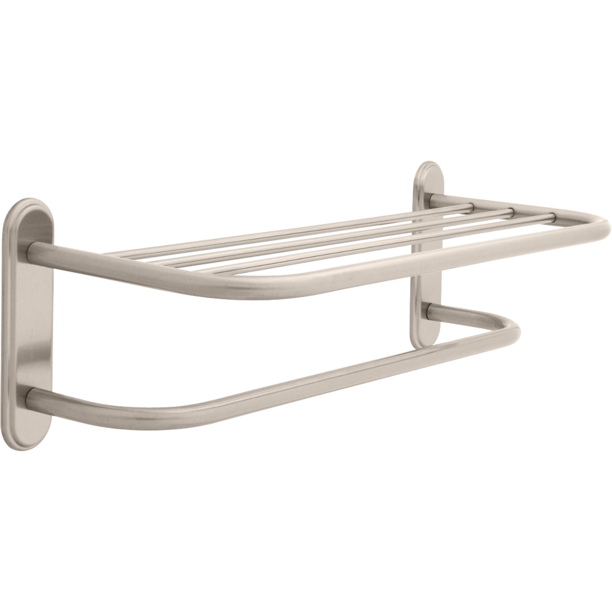 24 Brass Towel Shelf with One Bar, Concealed Mounting Polished Chrome  43024