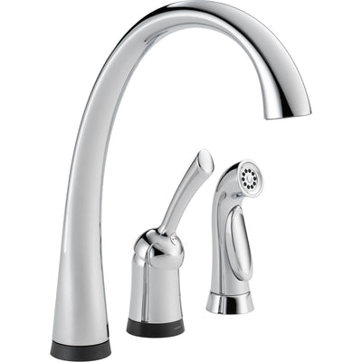 Delta Chrome Finish Pilar Collection Single Handle Kitchen Faucet with Touch2O Technology and Side Spray and Deck Mount Soap Dispenser Package D071CR