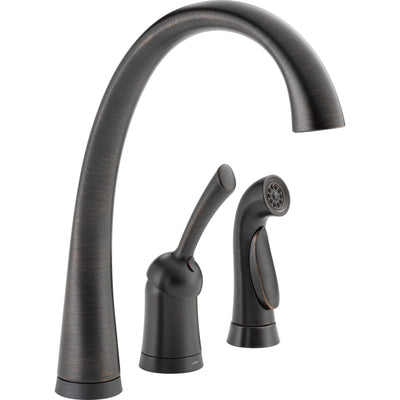 Delta Venetian Bronze Finish Pilar Single Handle Kitchen Faucet with Touch2O Technology and Side Spray and Deck Mount Soap Dispenser Package D072CR