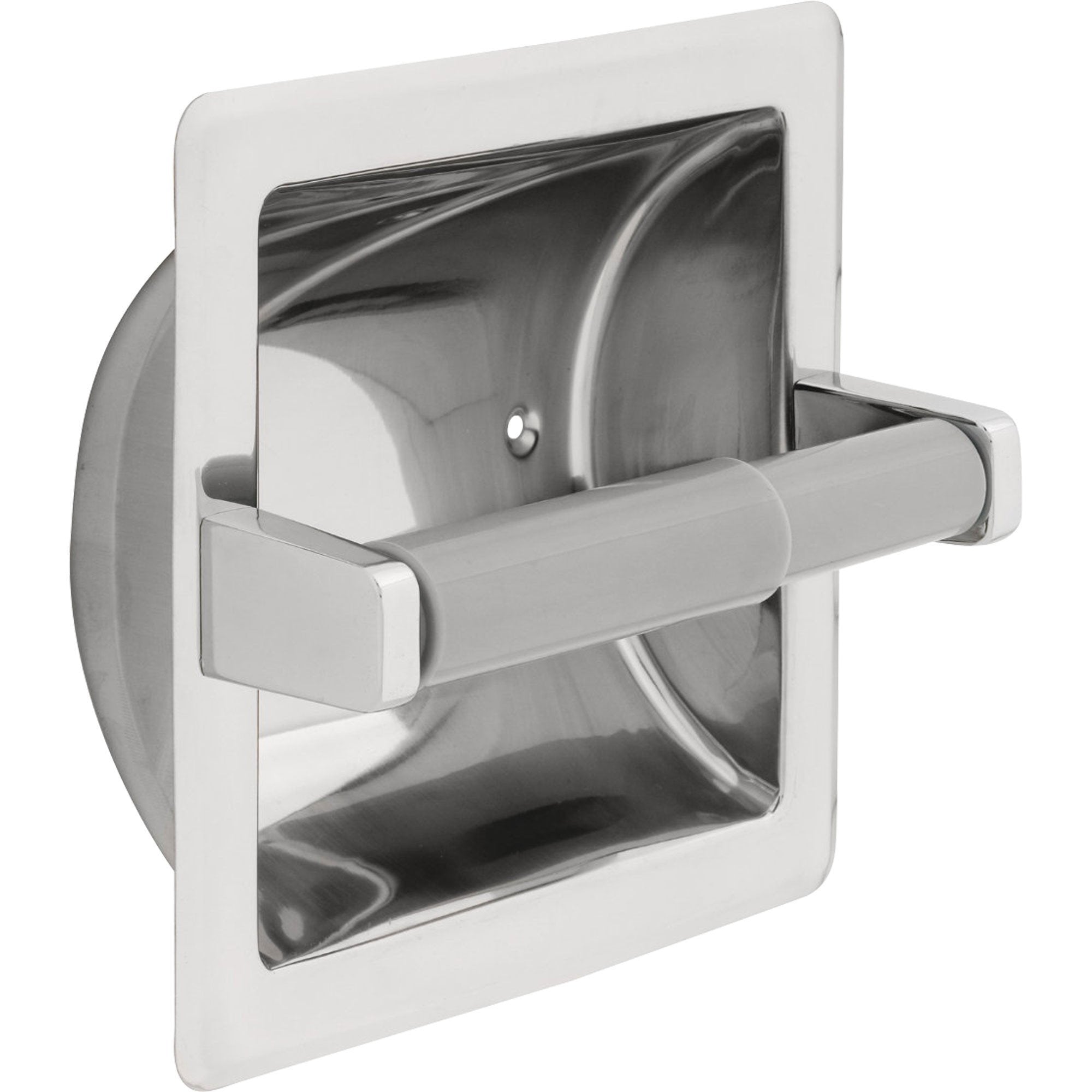 Delta Recessed Toilet Paper Holder with Roller in Bright Stainless Steel 572960