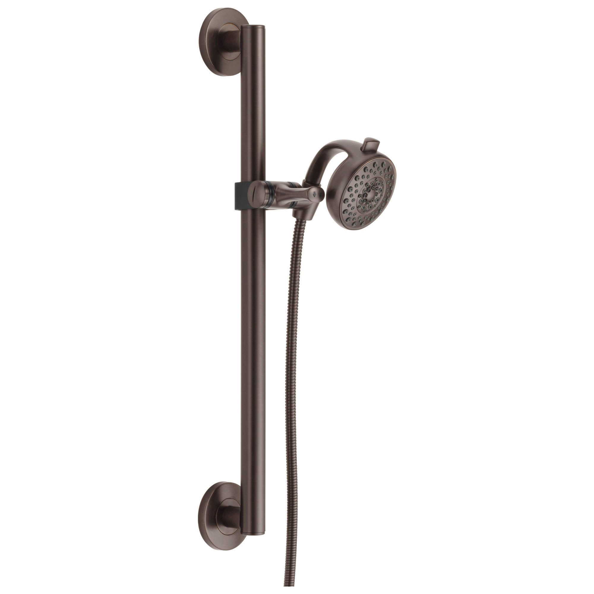 Delta Universal Showering Components Venetian Bronze Contemporary Decorative ADA Grab Bar with Palm Handheld Shower Sprayer and Hose Kit D51400RB